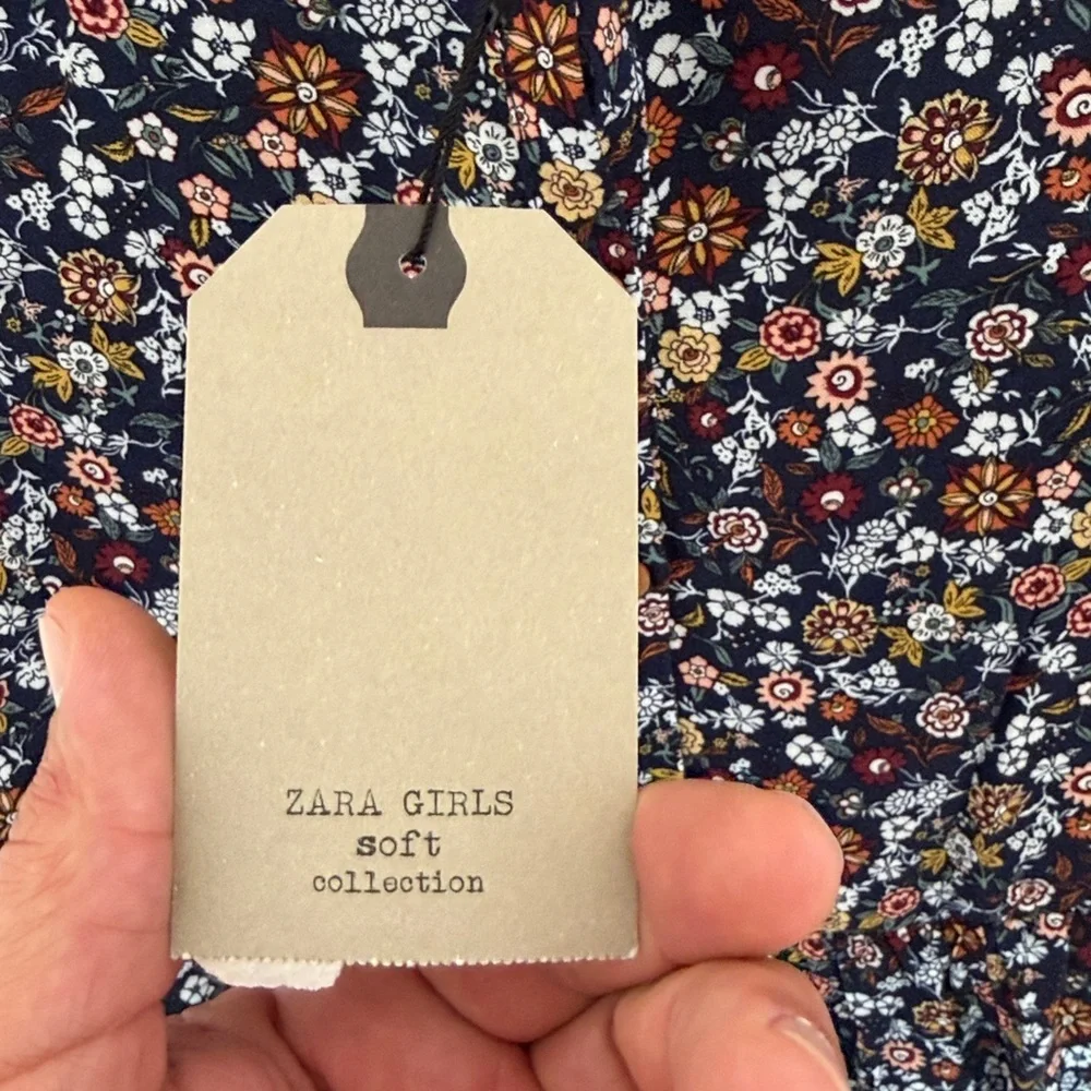 Zara Girls Navy Floral Button-Front Dress size 13/14